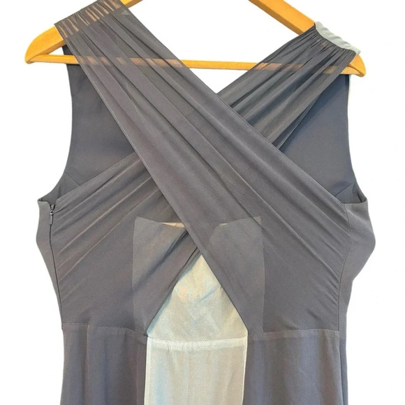 Reiss Alla Blue Color Block Criss Cross Back Maxi Long Gown Size 6 - Picture 9 of 11